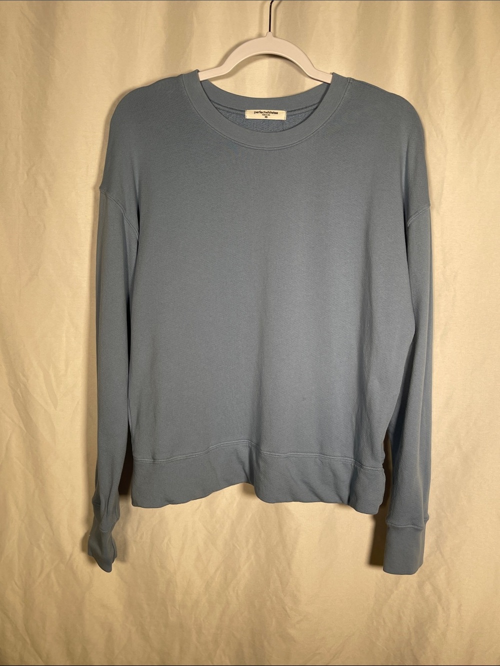 PERFECTWHITETEE WOMENS BLUE CREWNECK SOFT COTTON SWEATSHIRT XS
